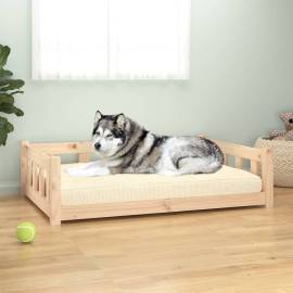 Pat pentru câini, 105,5x75,5x28 cm, lemn masiv de pin