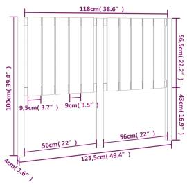 Tăblie de pat, alb, 125,5x4x100 cm, lemn masiv de pin, 6 image