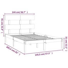 Cadru de pat, alb, 140x200 cm, lemn masiv, 6 image