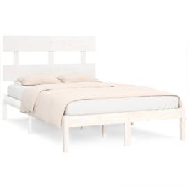 Cadru de pat, alb, 160x200 cm, lemn masiv, 2 image