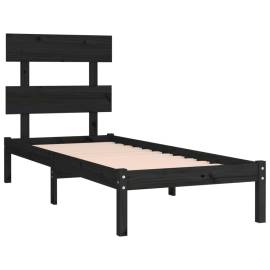 Cadru de pat, negru, 100x200 cm, lemn masiv, 4 image