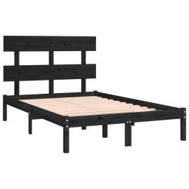 Cadru de pat, negru, 160x200 cm, lemn masiv, 4 image