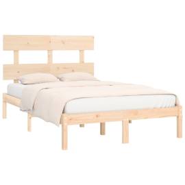 Cadru de pat mic dublu 4ft, 120x190 cm, lemn masiv, 3 image