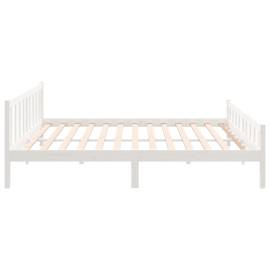 Cadru de pat, alb, 160x200 cm, lemn masiv, 6 image