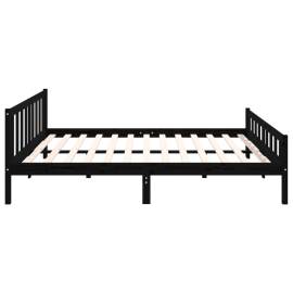 Cadru de pat, negru, 160x200 cm, lemn masiv, 6 image