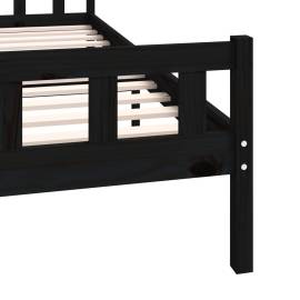 Cadru de pat, negru, 200x200 cm, lemn masiv, 7 image