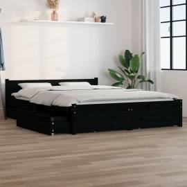 Cadru de pat cu sertare 5ft king size, negru, 150x200 cm