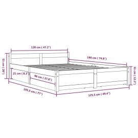 Cadru de pat cu sertare small double 4ft, negru, 120x190 cm, 11 image