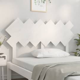 Tăblie de pat, alb, 132x3x81 cm, lemn masiv de pin, 3 image