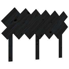 Tăblie de pat, negru, 122,5x3x80,5 cm, lemn masiv de pin, 2 image