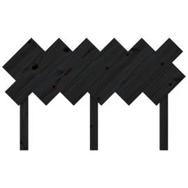 Tăblie de pat, negru, 132x3x81 cm, lemn masiv de pin, 4 image
