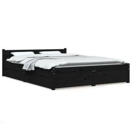 Cadru de pat cu sertare double 4ft6, negru, 135x190 cm, 2 image