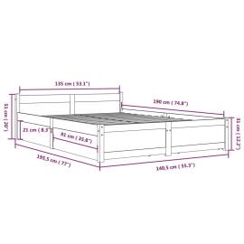 Cadru de pat cu sertare double 4ft6, negru, 135x190 cm, 11 image