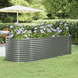 Jardinieră grădină gri 249x100x68 cm oțel vopsit electrostatic