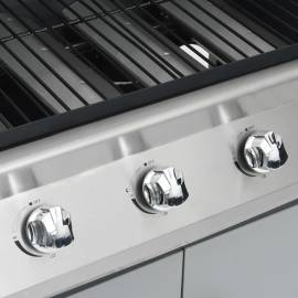Grătar pe gaz zonă gătit 4+1 negru & argintiu oțel, 2 image