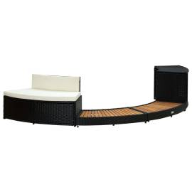 Mobilier de împrejmuire spa, negru, poliratan și lemn de acacia, 3 image