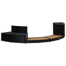 Mobilier de împrejmuire spa, negru, poliratan și lemn de acacia, 6 image