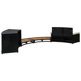 Mobilier de împrejmuire spa, negru, poliratan și lemn de acacia, 5 image