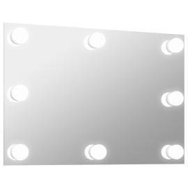 Oglindă de perete cu lumini led, sticlă, dreptunghiulară, 2 image
