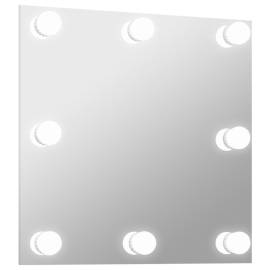 Oglindă de perete cu lumini led, sticlă, pătrată, 2 image