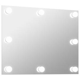 Oglindă de perete lumini led fără ramă sticlă dreptunghiulară, 2 image