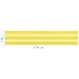 Paravan de balcon, galben și alb, 120x600 cm, hdpe, 5 image