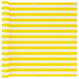 Paravan de balcon, galben și alb, 90x500 cm, hdpe