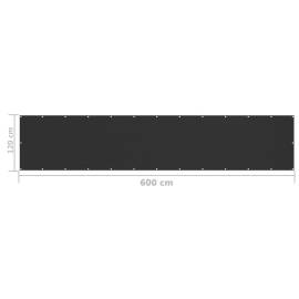 Paravan de balcon, negru, 120x600 cm, hdpe, 5 image