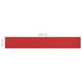 Paravan de balcon, roșu, 90x600 cm hdpe, 5 image