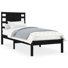 Cadru de pat, 100x200 cm, negru, lemn masiv de pin, 2 image