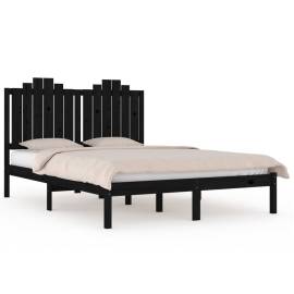 Cadru de pat, negru, 160x200 cm, lemn masiv de pin, 2 image
