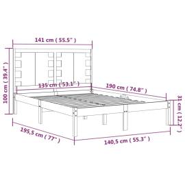 Cadru de pat double 4ft6, 135x190 cm, lemn masiv, 6 image