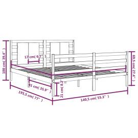 Cadru de pat dublu 4ft6, 135x190 cm, lemn masiv pin, 6 image