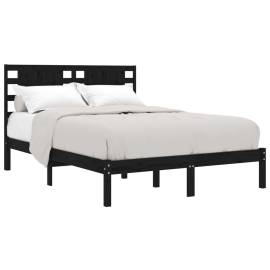 Cadru de pat super king 6ft, negru, 180x200 cm, lemn masiv, 3 image