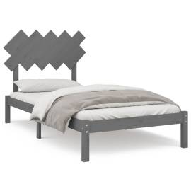 Cadru de pat, gri, 100x200 cm, lemn masiv, 2 image