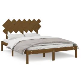 Cadru de pat, maro miere, 140x200 cm, lemn masiv, 2 image