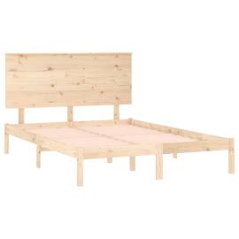 Cadru de pat double 4ft6, 135x190 cm, lemn masiv, 4 image