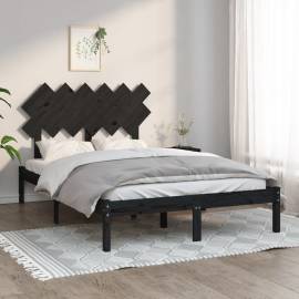 Cadru de pat dublu 4ft6, negru, 135x190 cm, lemn masiv