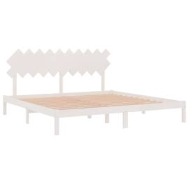 Cadru de pat, alb, 200x200 cm, lemn masiv, 4 image