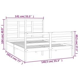 Cadru de pat dublu 4ft6, alb, 135x190 cm, lemn masiv, 6 image