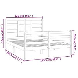 Cadru de pat small double 4ft, alb, 120x190 cm, lemn masiv, 6 image