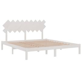 Cadru de pat super king 6ft, alb, 180x200 cm, lemn masiv, 4 image