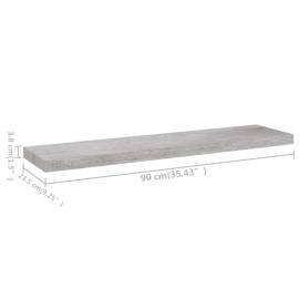 Rafturi perete suspendate 2 buc. gri beton 90x23,5x3,8 cm mdf, 10 image
