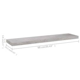 Rafturi perete suspendate 4 buc. gri beton 90x23,5x3,8 cm mdf, 10 image