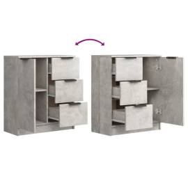 Servante, 2 buc., gri beton, 60x30x70 cm, lemn prelucrat, 7 image