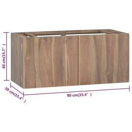 Dulap pentru baie de perete, 90x39x40 cm, lemn masiv de tec, 7 image
