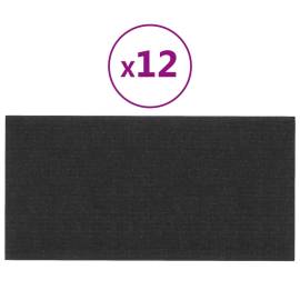 Panouri de perete 12 buc. negru 30x15 cm textil 0,54 m², 2 image