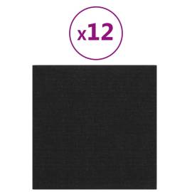 Panouri de perete 12 buc. negru 30x30 cm textil 1,08 m², 2 image
