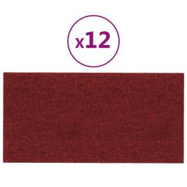 Panouri de perete 12 buc. roșu vin 30x15 cm textil 0,54 m², 2 image