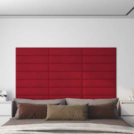 Panouri de perete 12 buc. roșu vin 60x15 cm catifea 1,08 m²